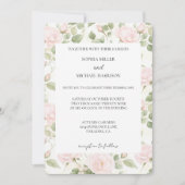 Invitation Mariage Fleurs Roses Blanches Rose Pâle (Devant)