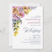 Invitation Mariage Fleurs Roses et Orange (Devant)