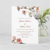 Invitation Mariage Fleurs Sauvages 3D Rose Blanc (Debout devant)