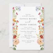 Invitation Mariage Fleurs Sauvages Audacieuses Colorées (Devant)
