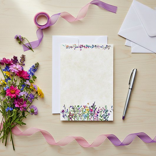 Invitation Mariage fleurs sauvages colorées budget vierge