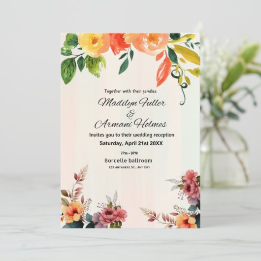 Invitation Mariage Fleurs Sauvages Magnifiques  (Debout devant)