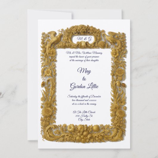 Invitation Mariage Fleurs sauvages Oiseaux et Papillons (Devant)