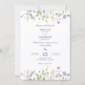 Invitation Mariage Fleurs sauvages rustiques violettes (Devant)