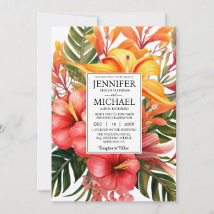 Invitation MARIAGE Fleurs Tropicales Tout-En-Un