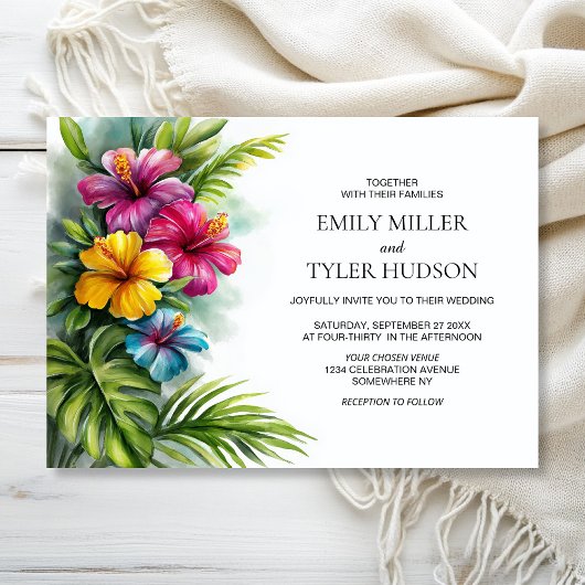 Invitation Mariage Fleurs Tropicales Verdure