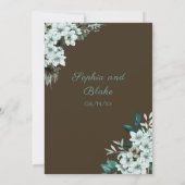 Invitation Mariage Fleurs Vertes Rustiques Bois Brun (Dos)