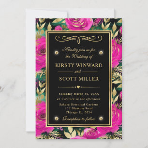 Invitation Mariage Fleurs Violet et Turquoise Aquarelle