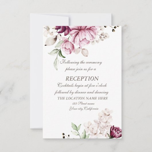 Invitation Mariage Fleurs Violettes Aquarelle (Devant)