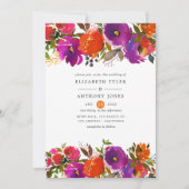 Invitation Mariage Fleurs Violettes et Orange (Devant)