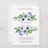 Invitation Mariage Fleurs Violettes Et Roses Simples (Devant)
