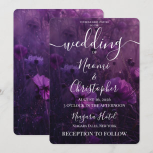 Invitation Mariage Fleurs Violettes Foncées Personnalisées
