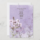 Invitation Mariage Fleurs Violettes Rustiques Modernes  (Dos)