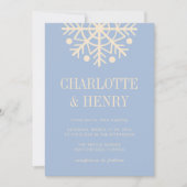 Invitation Mariage Flocon de Neige Simple Champagne et Bleu P (Devant)