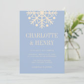 Invitation Mariage Flocon de Neige Simple Champagne et Bleu P (Debout devant)