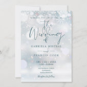 Invitation Mariage Flocons de Neige Script Hiver (Devant)