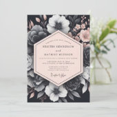Invitation Mariage Flora Blush Noir Chiaroscuro (Debout devant)