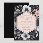 Invitation Mariage Flora Blush Noir Chiaroscuro (Devant / Derrière)
