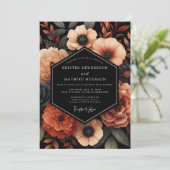 Invitation Mariage Floraison Abricot Noir (Debout devant)