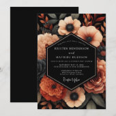 Invitation Mariage Floraison Abricot Noir (Devant / Derrière)