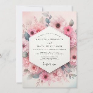 Invitation Mariage Floraison Aquarelle Rose Tendre