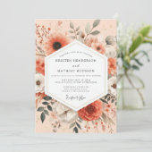 Invitation Mariage Floraison Artistique Corail (Debout devant)