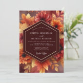 Invitation Mariage Floraison Automnale Bourgogne (Debout devant)