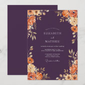 Invitation Mariage Floraison Automnale de Prune (Devant / Derrière)