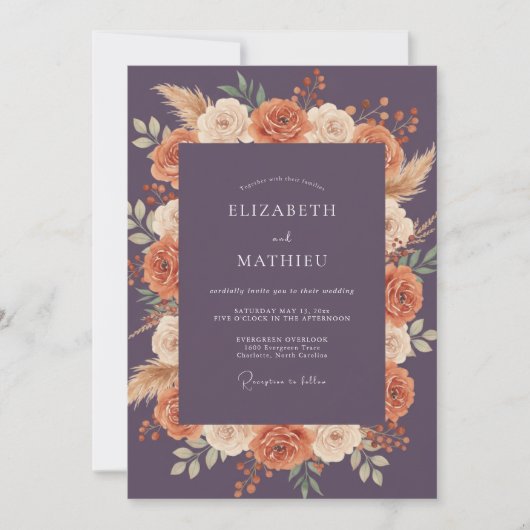 Invitation Mariage Floraison Automnale de Prune (Devant)