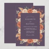 Invitation Mariage Floraison Automnale de Prune (Devant / Derrière)