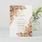 Invitation Mariage Floraison Automnale Marron (Debout devant)