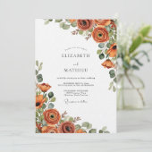Invitation Mariage Floraison Automnale Orange Brûlé (Debout devant)