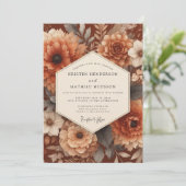 Invitation Mariage Floraison Automnale Orange Brûlé (Debout devant)