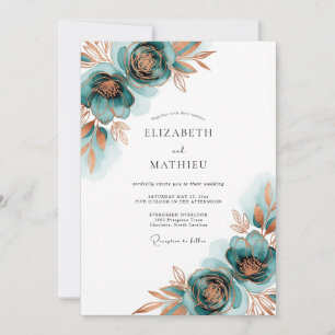 Invitation Mariage Floraison Automnale Sarcelle