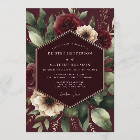 Invitation Mariage Floraison Baroque de Bourgogne (Devant)