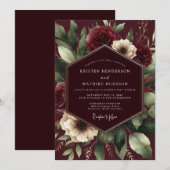 Invitation Mariage Floraison Baroque de Bourgogne (Devant / Derrière)