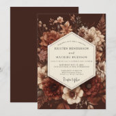 Invitation Mariage Floraison Baroque Écarlate (Devant / Derrière)