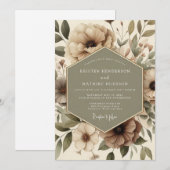 Invitation Mariage Floraison Botanique Beige (Devant / Derrière)