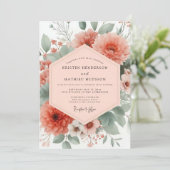 Invitation Mariage Floraison Botanique Corail (Debout devant)