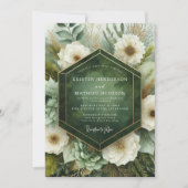 Invitation Mariage Floraison Botanique Émeraude (Devant)