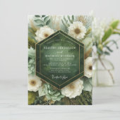 Invitation Mariage Floraison Botanique Émeraude (Debout devant)