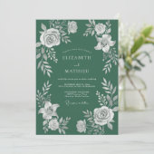Invitation Mariage Floraison Botanique Émeraude (Debout devant)