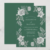 Invitation Mariage Floraison Botanique Émeraude (Devant / Derrière)