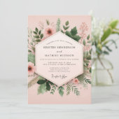 Invitation Mariage Floraison Botanique Rose (Debout devant)