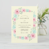 Invitation Mariage Floraison Botanique Rose Pêche (Debout devant)