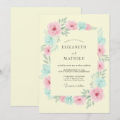 Invitation Mariage Floraison Botanique Rose Pêche (Devant / Derrière)