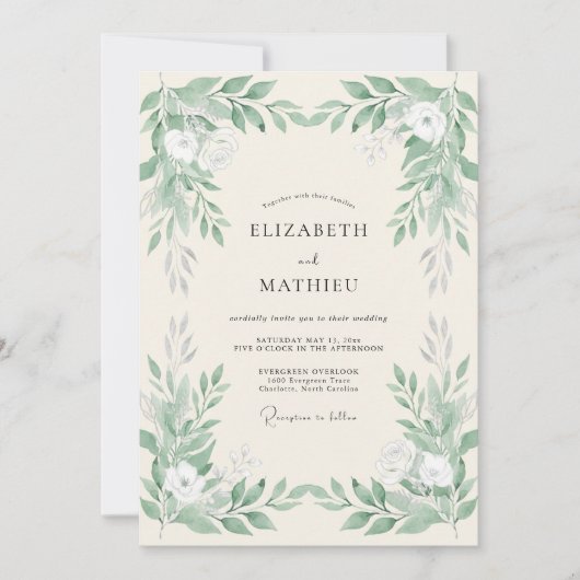 Invitation Mariage Floraison Botanique Sauge (Devant)