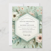 Invitation Mariage Floraison Botanique Vert Menthe (Devant)
