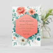 Invitation Mariage Floraison Corail Viridian (Debout devant)