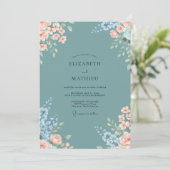 Invitation Mariage Floraison d'Abricot Sarcelle (Debout devant)